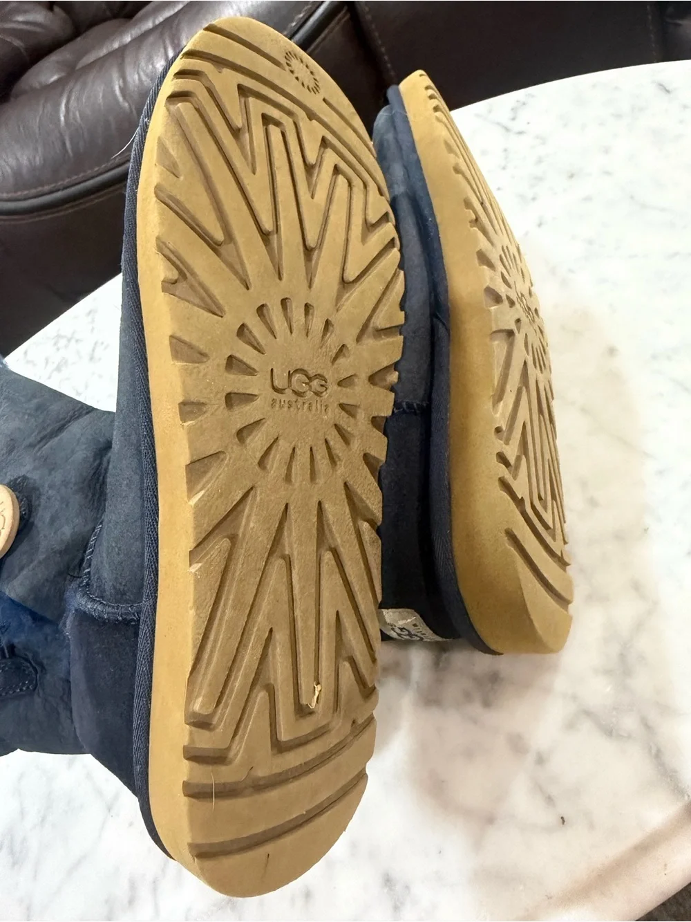 UGG Kids Black Boots with Tan Pull Tabs